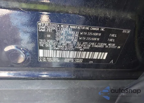 2020 Toyota Rav4 Hybrid Limited from USA, damaged, VIN 2T3DWRFV0LW070377